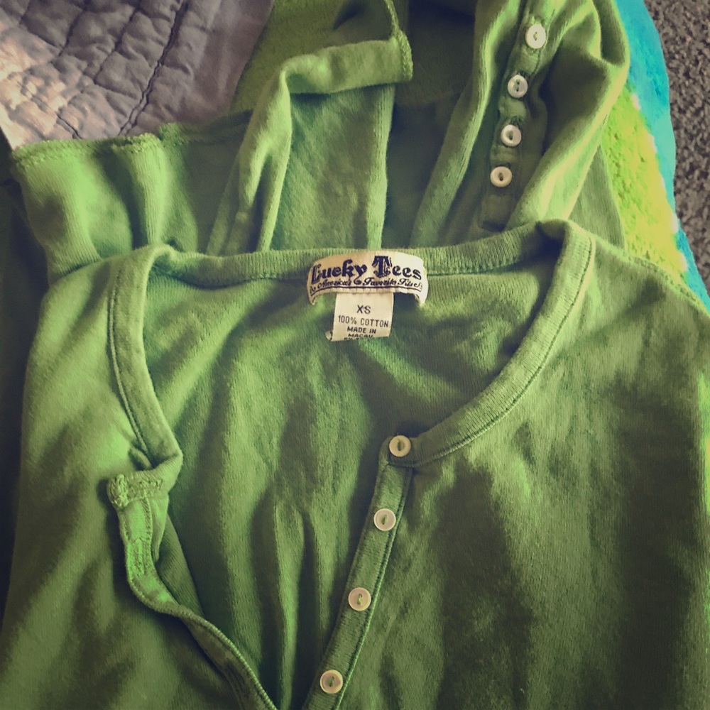 Lucky Brand Neon Green long sleeve women’s top